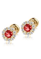 fancy yellow gold cubic zirconia January baby birthstone earrings